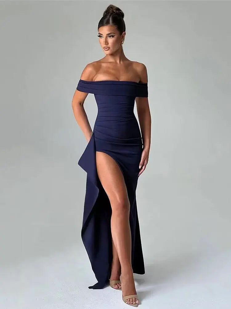 X| Elegant Off Shoulder High Split Dress